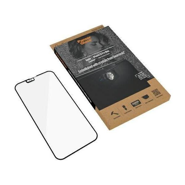 PanzerGlass PanzerGlass E2E Microfracture iPhone 13 Pro Max 6,7" CamSlider Swarovsky Case Friendly AntiBacterial czarny/black 2752