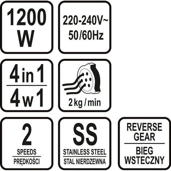 Maszynka do mielenia mięsa Yato MASZYNKA DO MIELENIA MIĘSA 1200W 4W1 universal