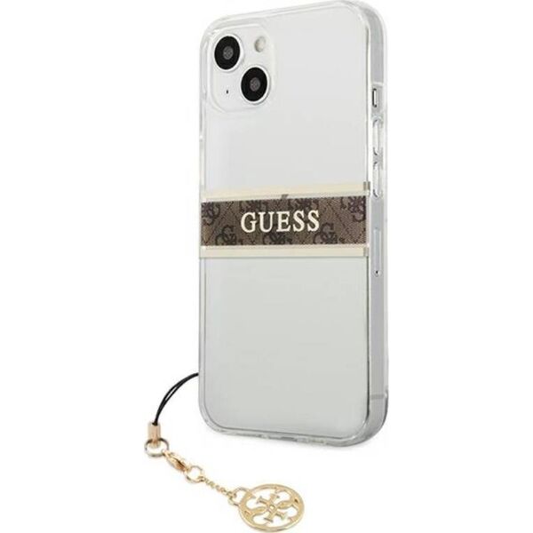Guess Etui Guess GUHCP13SKB4GBR Apple iPhone 13 mini Transparent hardcase 4G Brown Strap Charm