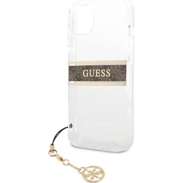 Guess Etui Guess GUHCP13SKB4GBR Apple iPhone 13 mini Transparent hardcase 4G Brown Strap Charm