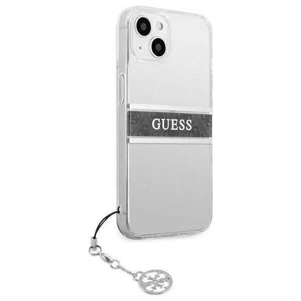 Guess Etui Guess GUHCP13SKB4GGR Apple iPhone 13 mini Transparent hardcase 4G Grey Strap Charm