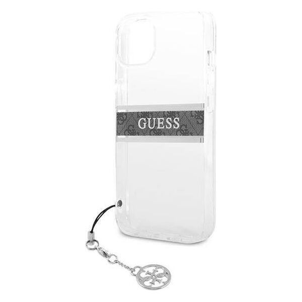 Guess Etui Guess GUHCP13SKB4GGR Apple iPhone 13 mini Transparent hardcase 4G Grey Strap Charm