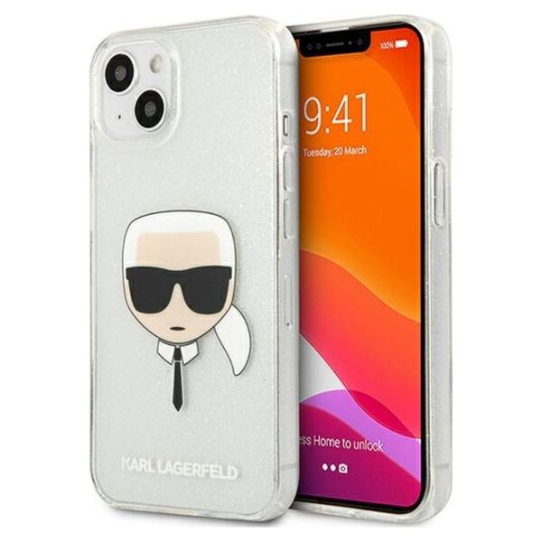 Karl Lagerfeld Etui Karl Lagerfeld KLHCP13SKHTUGLS Apple iPhone 13 mini srebrny/silver hardcase Glitter Karl`s Head