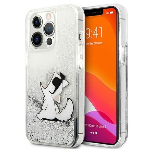 Karl Lagerfeld Etui Karl Lagerfeld KLHCP13XGCFS Apple iPhone 13 Pro Max srebrny/silver hardcase Liquid Glitter Choupette Fun