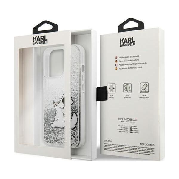 Karl Lagerfeld Etui Karl Lagerfeld KLHCP13XGCFS Apple iPhone 13 Pro Max srebrny/silver hardcase Liquid Glitter Choupette Fun