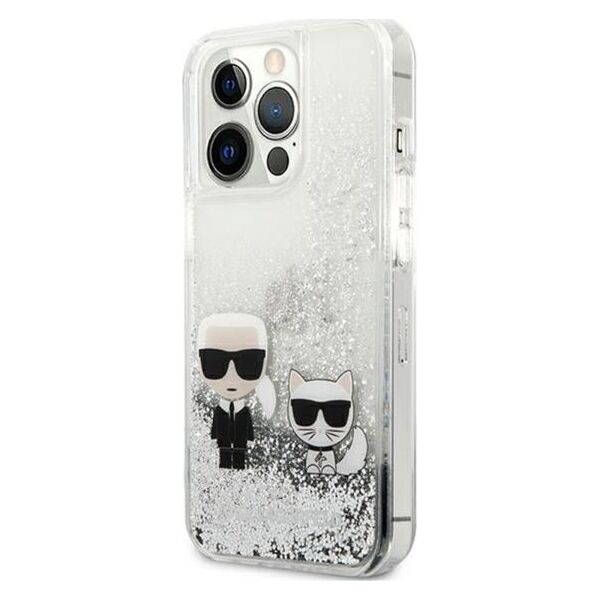 Karl Lagerfeld Etui Karl Lagerfeld KLHCP13XGKCS Apple iPhone 13 Pro Max srebrny/silver hardcase Liquid Glitter Karl&Choupette