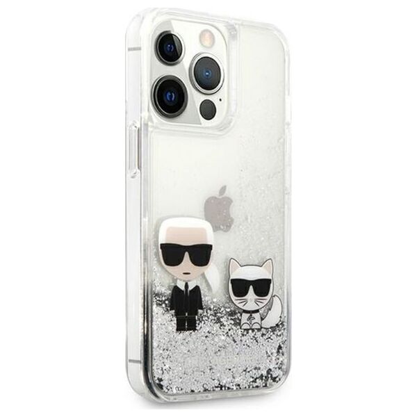 Karl Lagerfeld Etui Karl Lagerfeld KLHCP13XGKCS Apple iPhone 13 Pro Max srebrny/silver hardcase Liquid Glitter Karl&Choupette