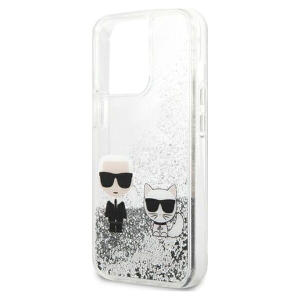 Karl Lagerfeld Etui Karl Lagerfeld KLHCP13XGKCS Apple iPhone 13 Pro Max srebrny/silver hardcase Liquid Glitter Karl&Choupette