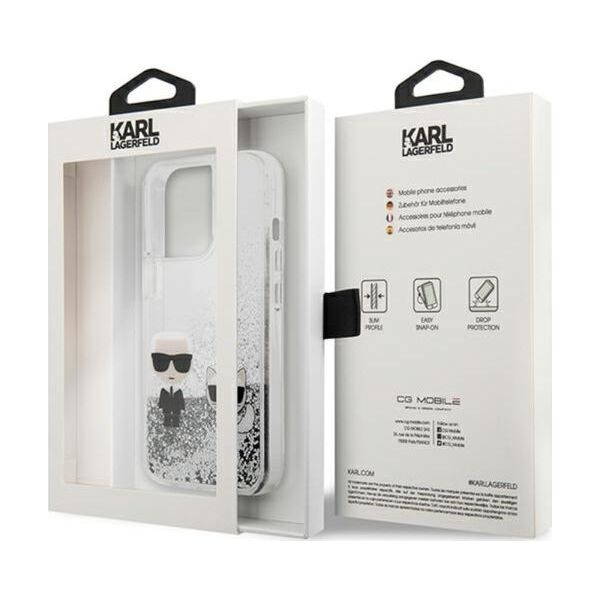 Karl Lagerfeld Etui Karl Lagerfeld KLHCP13XGKCS Apple iPhone 13 Pro Max srebrny/silver hardcase Liquid Glitter Karl&Choupette