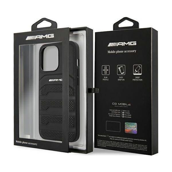 Mercedes Etui Mercedes AMG AMHCP13LGSEBK Apple iPhone 13 Pro czarny/black hardcase Leather Debossed Lines