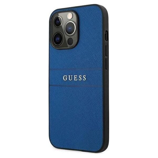Guess Guess Saffiano Metal Logo Stripes - Etui iPhone 13 Pro (niebieski)