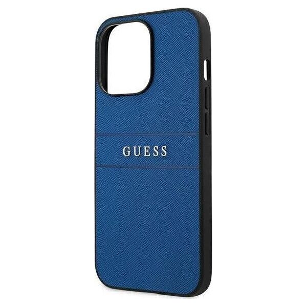 Guess Guess Saffiano Metal Logo Stripes - Etui iPhone 13 Pro (niebieski)