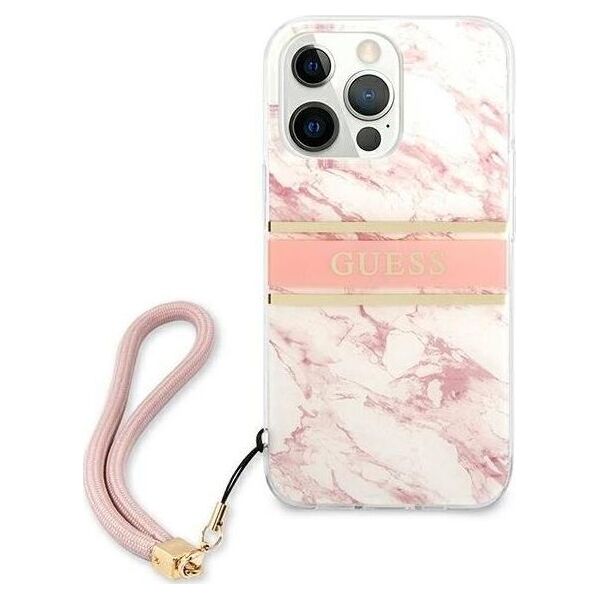 Guess Guess GUHCP13XKMABPI iPhone 13 Pro Max 6,7" różowy/pink hardcase Marble Strap Collection