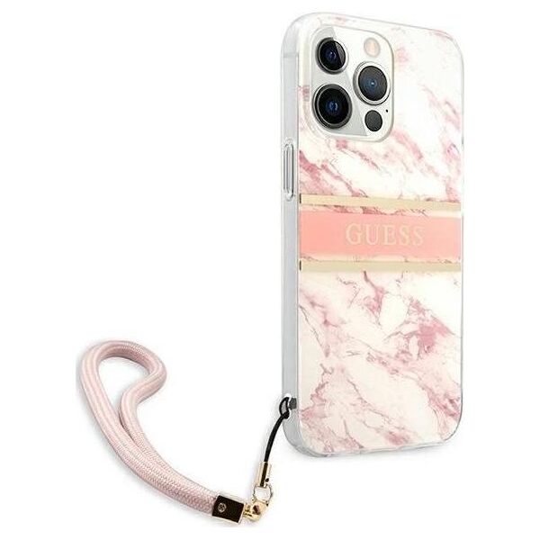 Guess Guess GUHCP13XKMABPI iPhone 13 Pro Max 6,7" różowy/pink hardcase Marble Strap Collection