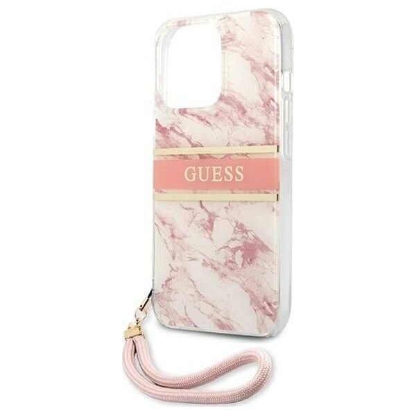 Guess Guess GUHCP13XKMABPI iPhone 13 Pro Max 6,7" różowy/pink hardcase Marble Strap Collection