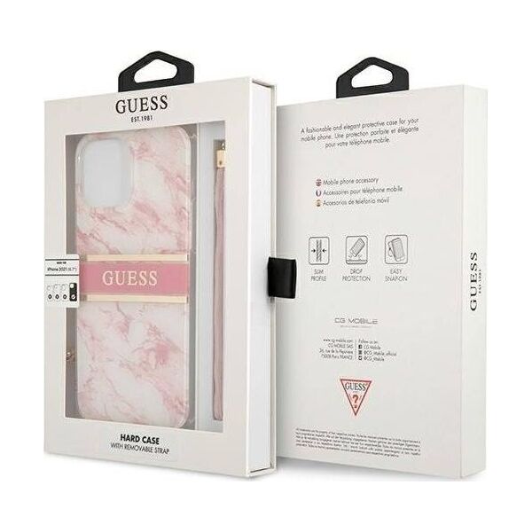 Guess Guess GUHCP13XKMABPI iPhone 13 Pro Max 6,7" różowy/pink hardcase Marble Strap Collection