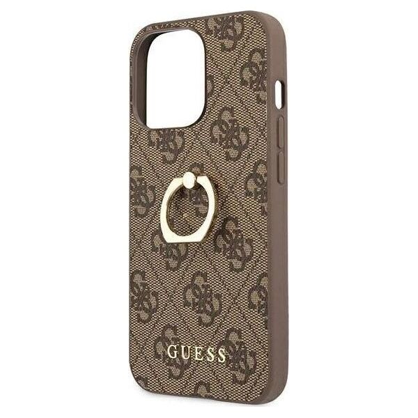 Guess Guess GUHCP13L4GMRBR iPhone 13 Pro / 13 6,1" brązowy/brown hardcase 4G with ring stand