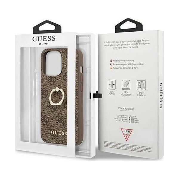 Guess Guess GUHCP13L4GMRBR iPhone 13 Pro / 13 6,1" brązowy/brown hardcase 4G with ring stand