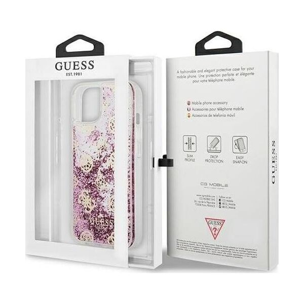 Guess Guess GUHCP13SLGPEPI iPhone 13 mini 5,4" różowy/pink hardcase Peony Liquid Glitter