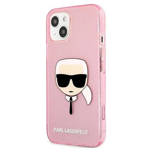 Karl Lagerfeld Karl Lagerfeld KLHCP13SKHTUGLP iPhone 13 mini 5,4" różowy/pink hardcase Glitter Karl`s Head