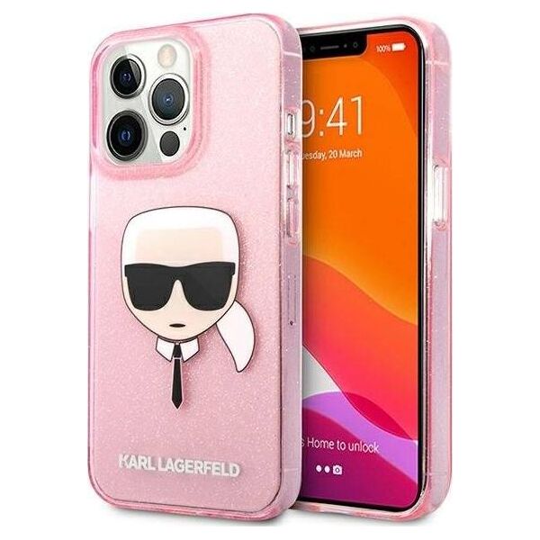 Karl Lagerfeld Karl Lagerfeld KLHCP13XKHTUGLP iPhone 13 Pro Max 6,7" różowy/pink hardcase Glitter Karl`s Head