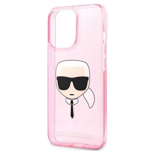 Karl Lagerfeld Karl Lagerfeld KLHCP13XKHTUGLP iPhone 13 Pro Max 6,7" różowy/pink hardcase Glitter Karl`s Head
