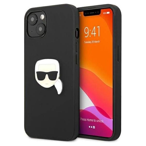 Karl Lagerfeld Karl Lagerfeld KLHCP13SPKMK iPhone 13 mini 5,4" czarny/black hardcase Leather Ikonik Karl`s Head Metal