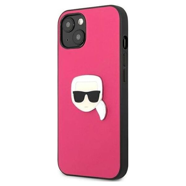 Karl Lagerfeld Karl Lagerfeld KLHCP13SPKMP iPhone 13 mini 5,4" różowy/pink hardcase Leather Ikonik Karl`s Head Metal