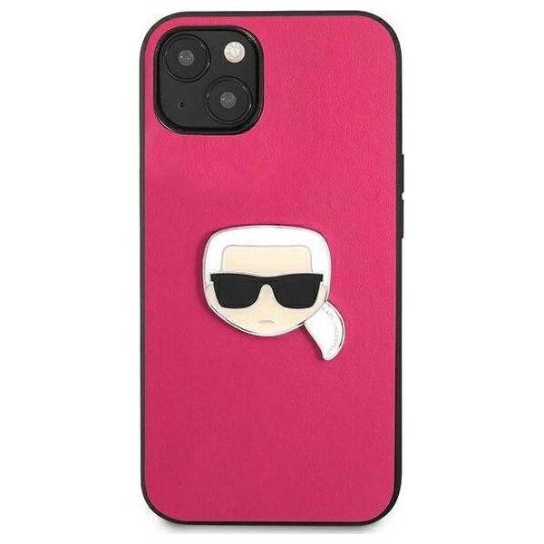 Karl Lagerfeld Karl Lagerfeld KLHCP13SPKMP iPhone 13 mini 5,4" różowy/pink hardcase Leather Ikonik Karl`s Head Metal