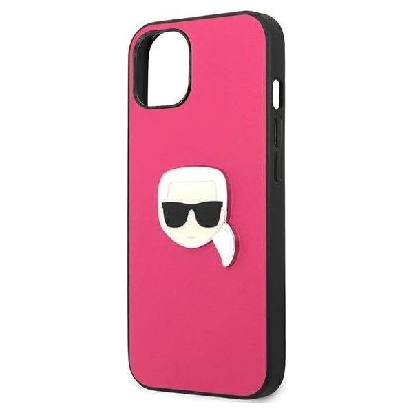 Karl Lagerfeld Karl Lagerfeld KLHCP13SPKMP iPhone 13 mini 5,4" różowy/pink hardcase Leather Ikonik Karl`s Head Metal