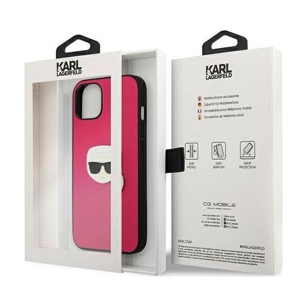 Karl Lagerfeld Karl Lagerfeld KLHCP13SPKMP iPhone 13 mini 5,4" różowy/pink hardcase Leather Ikonik Karl`s Head Metal