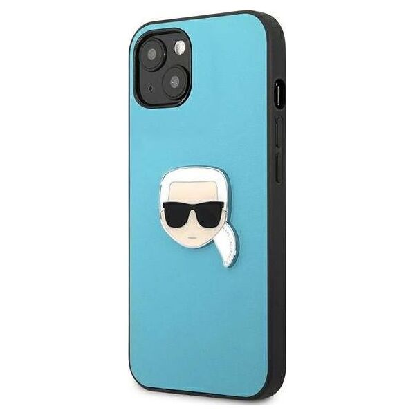 Karl Lagerfeld Karl Lagerfeld KLHCP13SPKMB iPhone 13 mini 5,4" niebieski/blue hardcase Leather Ikonik Karl`s Head Metal