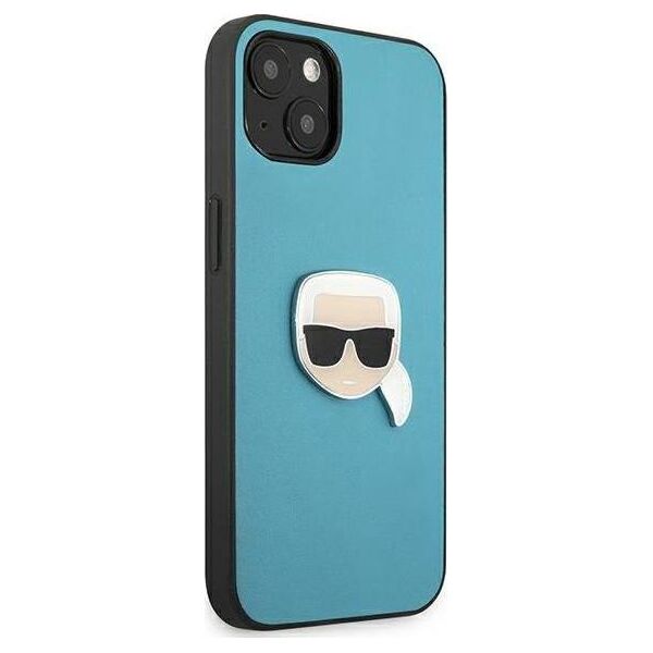 Karl Lagerfeld Karl Lagerfeld KLHCP13SPKMB iPhone 13 mini 5,4" niebieski/blue hardcase Leather Ikonik Karl`s Head Metal