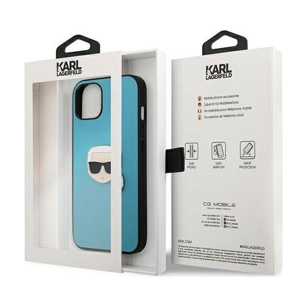 Karl Lagerfeld Karl Lagerfeld KLHCP13SPKMB iPhone 13 mini 5,4" niebieski/blue hardcase Leather Ikonik Karl`s Head Metal