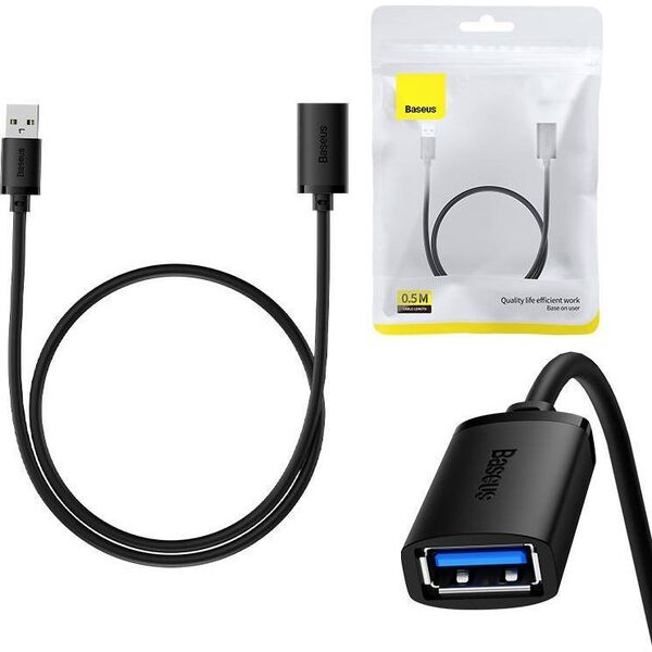 Kabel USB Baseus USB-A - USB-A 0.5 m Czarny (B00631103111-01)