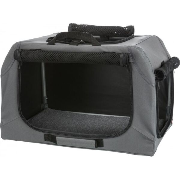 Trixie Easy Soft Kennel, buda domowa dla psa, szara, XS–S: 50 × 33 × 36 cm