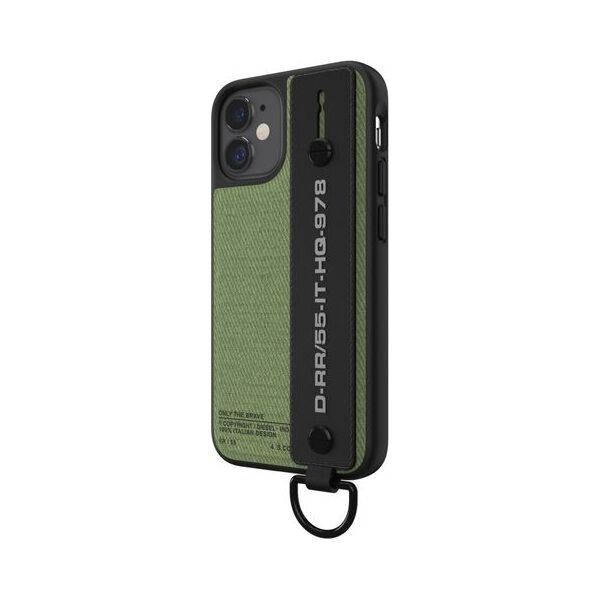 Diesel DIESEL HANDSTRAP CASE UTILITY TWILL IPHONE 12 MINI CZARNY/ZIELONY standard