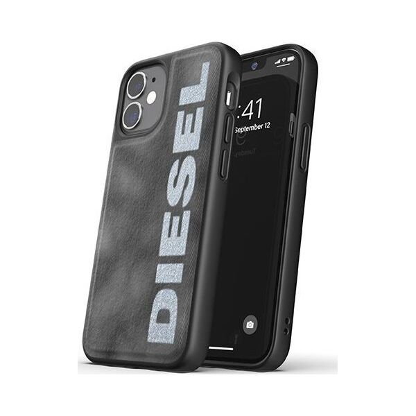 Diesel DIESEL MOULDED CASE BLEACHED DENIM IPHONE 12 MINI SZARY/BIAŁY standard