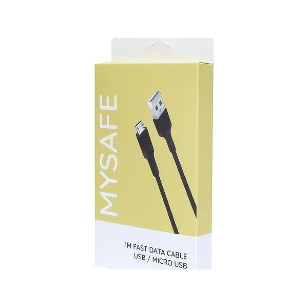 Kabel USB Mysafe USB-A - microUSB 1 m Czarny (5904208500773)