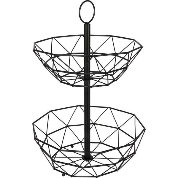 Vilde Koszyk na owoce i warzywa kosz metalowy czarny miska 2-poziomowy loft 43 cm