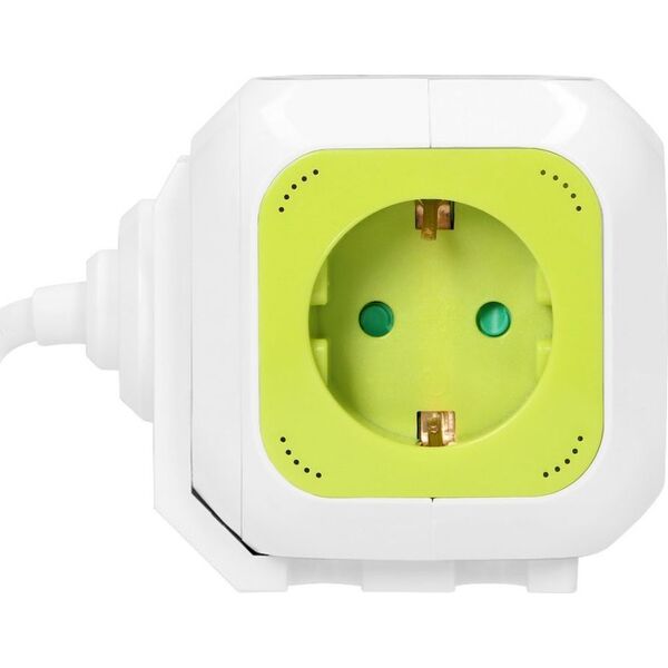 Orno Przedłużacz Kostka 4-krotny(Schuko) z ładowarką 2xUSB 1,4m limonkowy