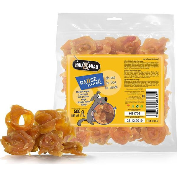 Hau&Miau Miękkie krążki z kurczaka Hau&Miau HM-8116 500 g