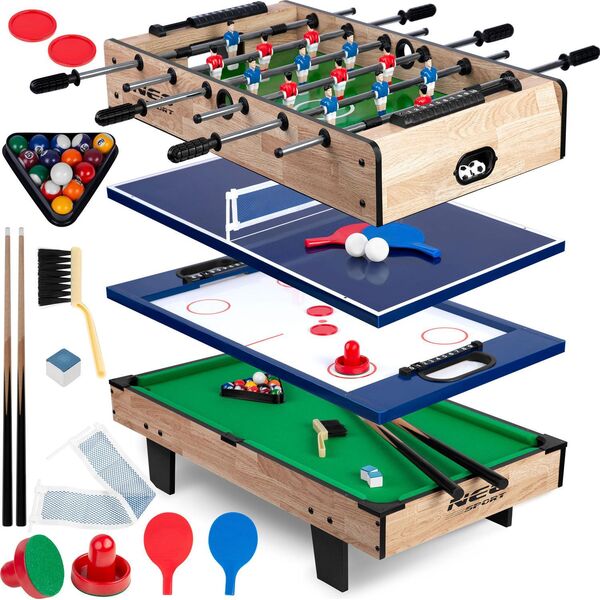 Neo-Sport Stół do gry multi, drewniany 4w1 80x43x30 cm (NS-800)