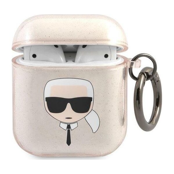 Karl Lagerfeld Etui ochronne KLA2UKHGD Glitter Karl`s Head do AirPods 1/2 złote