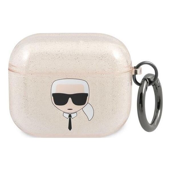 Karl Lagerfeld Etui ochronne KLA3UKHGD Glitter Karl`s Head do AirPods 3 złote