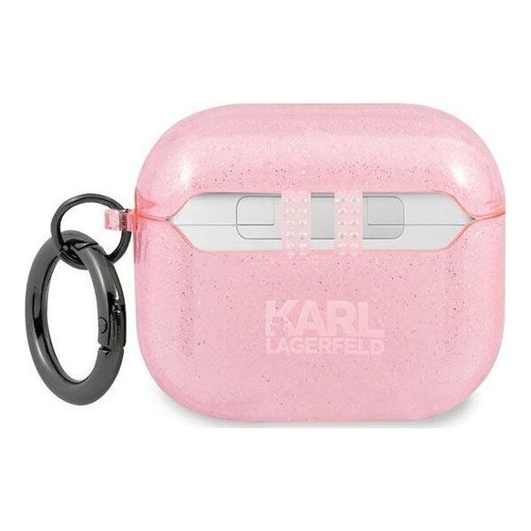 Karl Lagerfeld Etui ochronne KLA3UKHGP Glitter Karl`s Head do AirPods 3 różowe