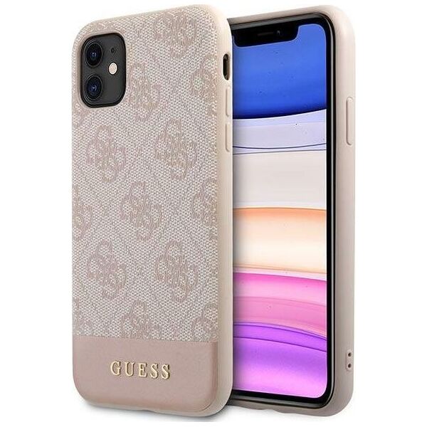 Guess Etui Guess GUHCN61G4GLPI Apple iPhone 11 różowy/pink hard case 4G Stripe Collection