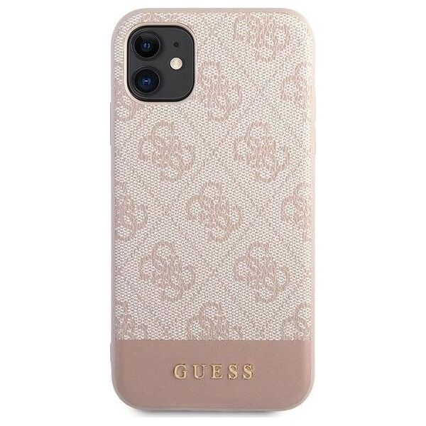 Guess Etui Guess GUHCN61G4GLPI Apple iPhone 11 różowy/pink hard case 4G Stripe Collection