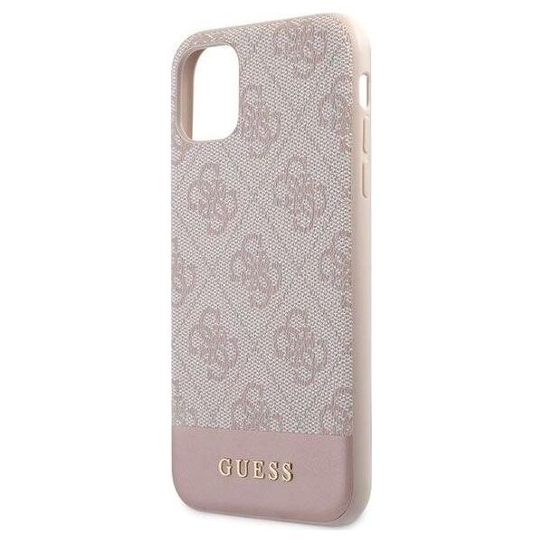 Guess Etui Guess GUHCN61G4GLPI Apple iPhone 11 różowy/pink hard case 4G Stripe Collection