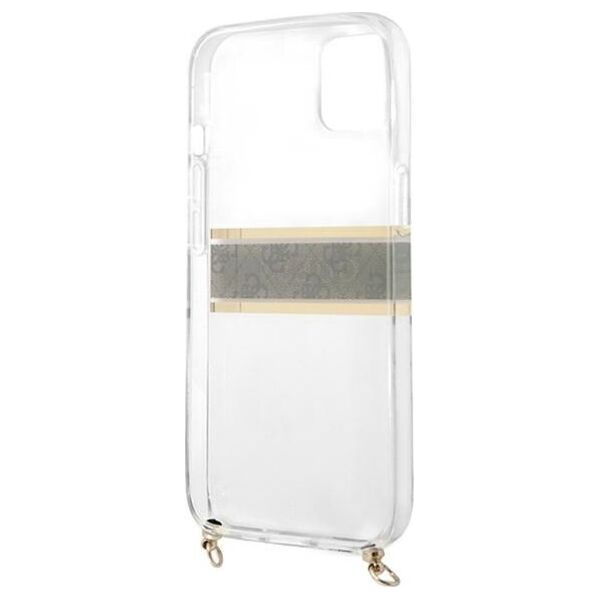 Guess Etui Guess GUHCP13SKC4GBGO Apple iPhone 13 mini Transparent hardcase 4G Brown Strap Gold Chain